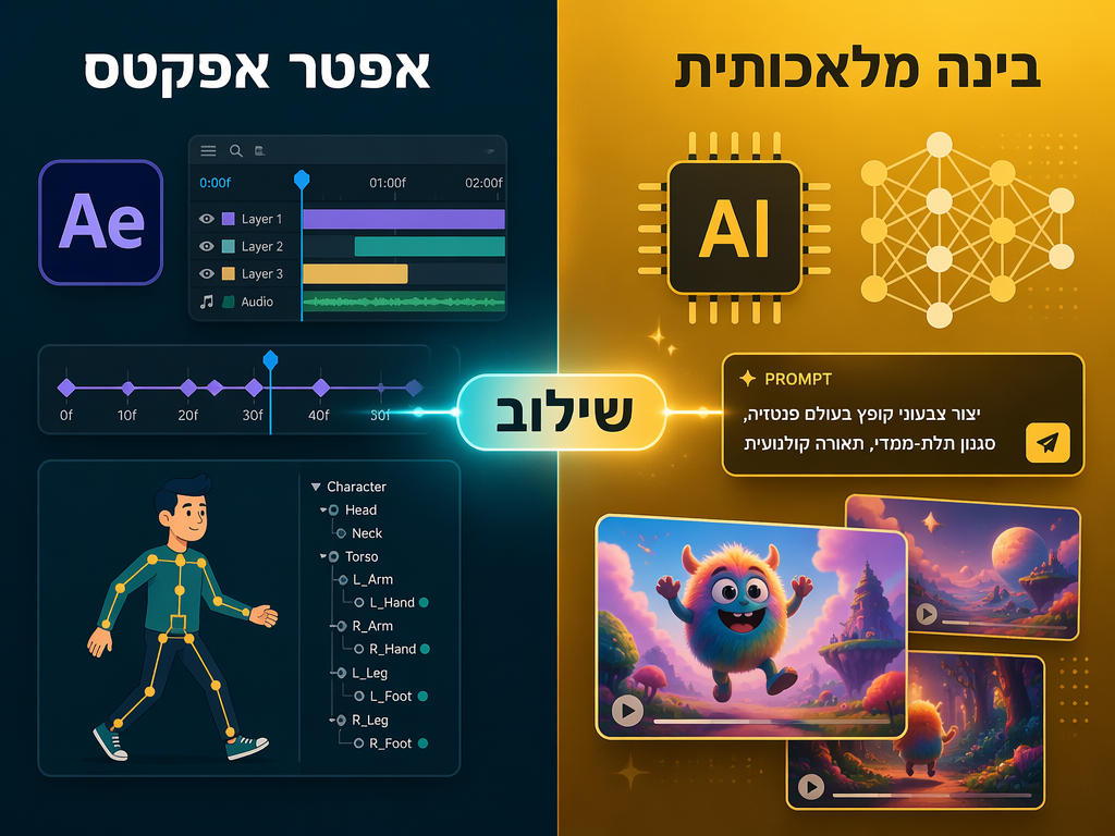 שילוב אפטר אפקטס עם בינה מלאכותית בהפקת סרטוני אנימציה