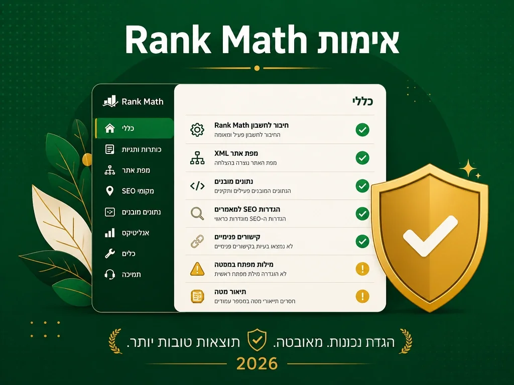 אימות הגדרות Rank Math חודשי — שיווקנט